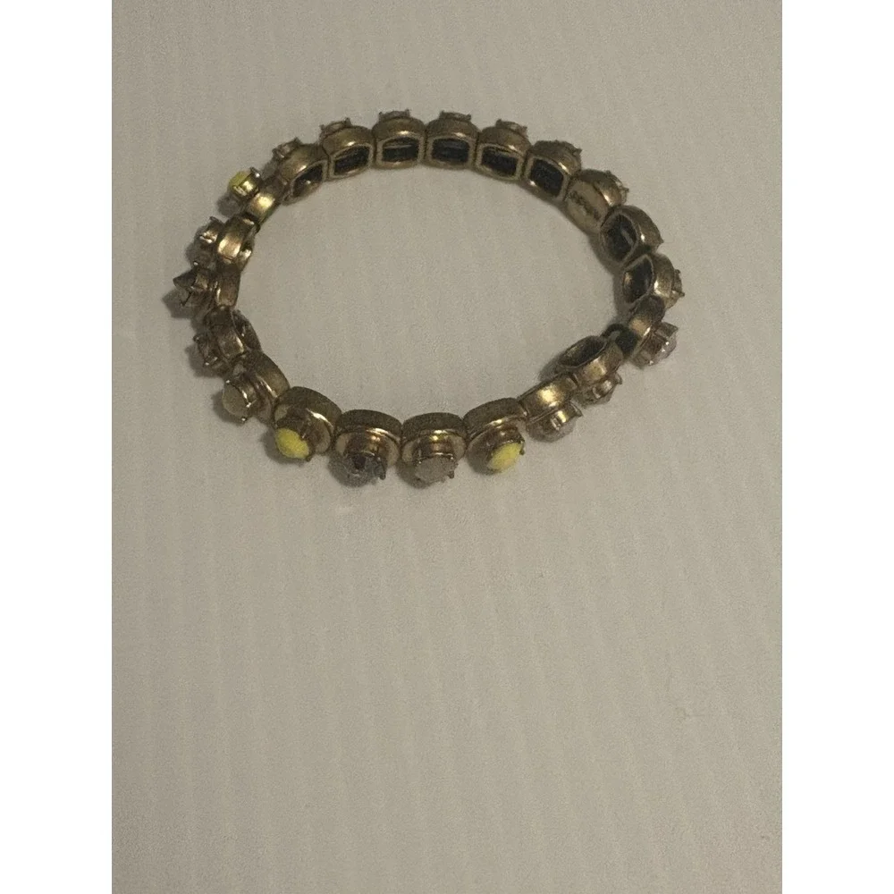 J‎ Crew Multicolored Gold Tone Stretch Bracelet With Multicolored Stones Rare!